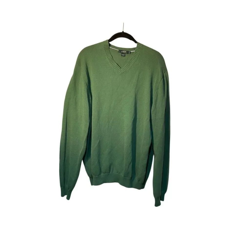 J.Crew men’s green long sleeve 100% cotton V-neck sweater S/large